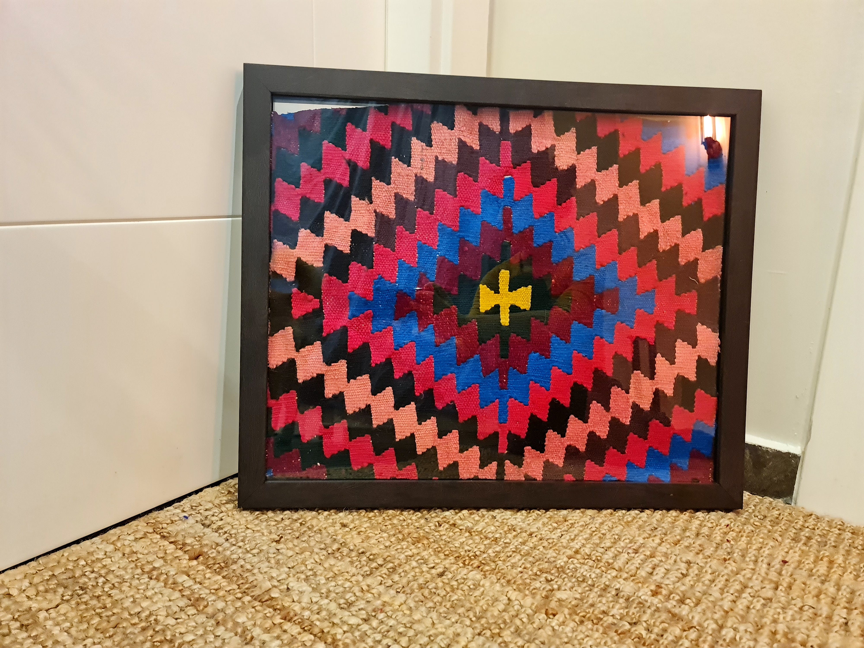 Geometric pattern kilim motif woven w...