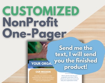 CUSTOM NONPROFIT OVERVIEW - Customized, About Us, One Page Summary, Company Profile Template