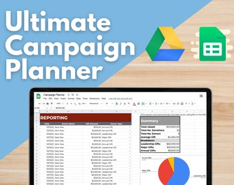 CAMPAIGN PLANNING WORKBOOK - Google Sheets template, Nonprofit Template, Fundraising Planner, Campaign Workbook, Campaign Planner