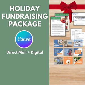 PACOTE DE ARRECADAÇÃO DE FUNDOS DE FÉRIAS - Campanha de fim de ano, solicitação de fim de ano, campanha de arrecadação de fundos, modelo Canva, apelo de Natal para organizações sem fins lucrativos