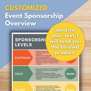 CUSTOM EVENT SPONSORSHIP Overview - Customized, Corporate Sponsor, Fundraising Event, Sponsorship Levels, Business Sponsor, Gala, Auction