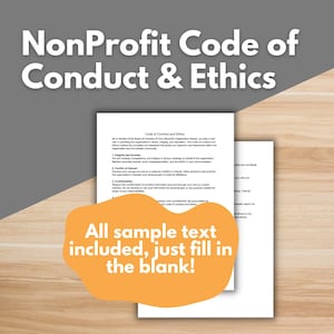 CODE OF CONDUCT Template Nonprofit Ethics Board of Directors New