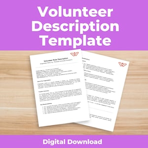 Volunteer Role Description Template for Nonprofits | Google Docs | Microsoft Word | Volunteer Position Description