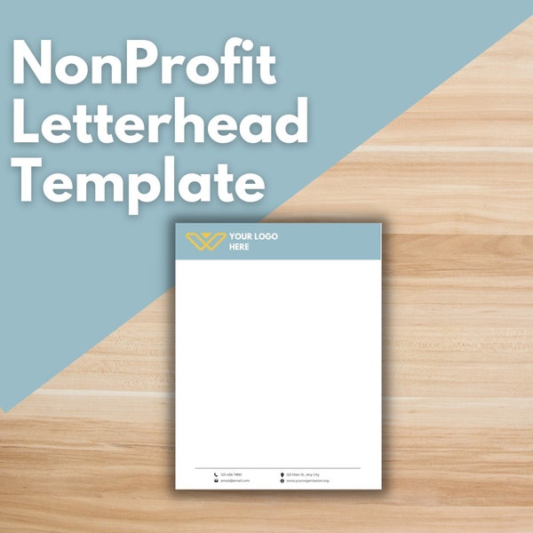 NONPROFIT LETTERHEAD TEMPLATE with color - for Canva, Editable, Customizable Letterhead, Nonprofit Stationary