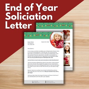 Plantilla de carta de solicitud de vacaciones: carta de solicitud de fin de año, plantilla de Canva, carta de Navidad para organizaciones sin fines de lucro, carta de correo directo