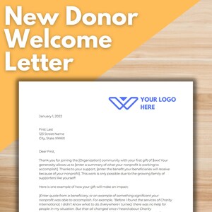 NEW DONOR WELCOME Letter - Google Doc Template, Nonprofit Fundraising Template, Customizable, Editable, Welcome New Donors