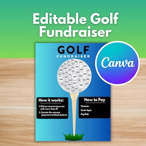 GOLF FUNDRAISER TEMPLATE - Editable Canva Template, Donation Tracker, Golf Tournament Fundraising, Event Template, Fundraiser Planning