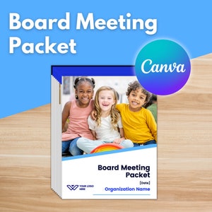 BOARD MEETING PACKET Template - Canva, Board of Directors, Meeting Minutes, Board Agenda, Committee Report, Financial Statement, Executive
