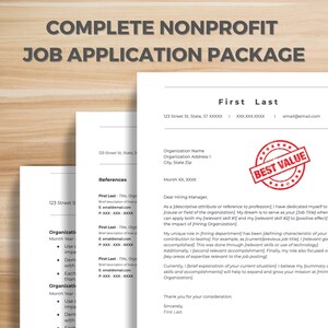 COMPLETE NONPROFIT APPLICATION - Nonprofit Resume/Cv, Cover Letter, and References templates for Google Docs