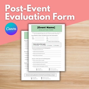 POST-EVENT EVALUATION Form Template - Participant Evaluation Form, Volunteer Evaluation, Sponsor Evaluation, Editable Canva, Feedback Form