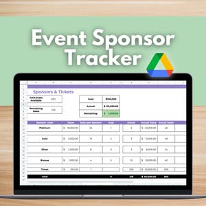 EVENT SPONSOR TRACKER - Fundraising Event Template, Nonprofit Event, Event Plan, Google Sheets, Corporate Sponsor, Gala, Event Sponsor