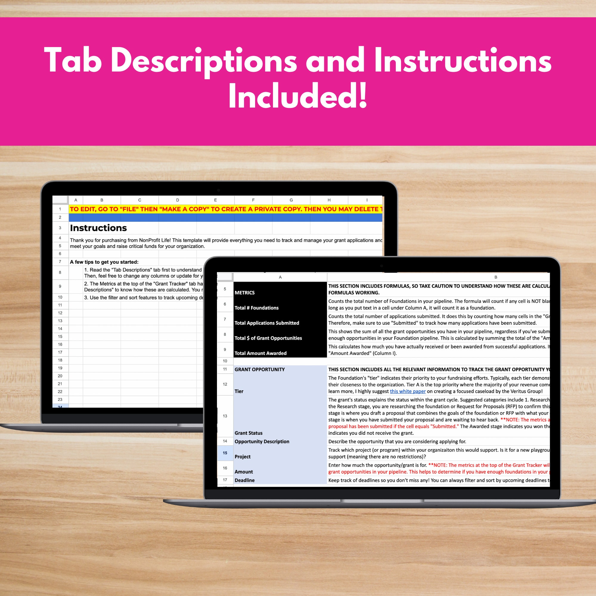 Grant tracker template NonProfit Life