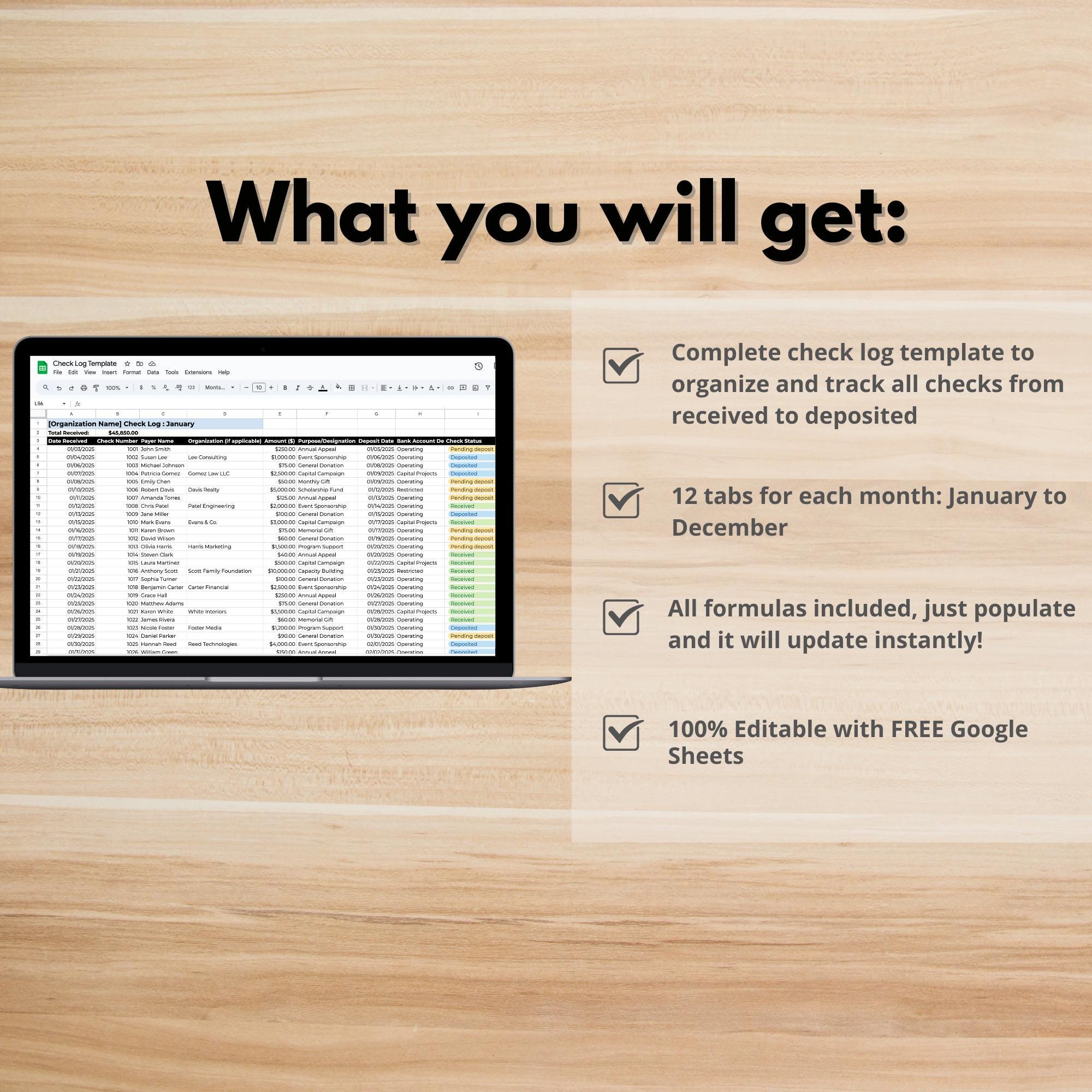 CHECK LOG TEMPLATE - Easily Track, Manage and Organize Your ...