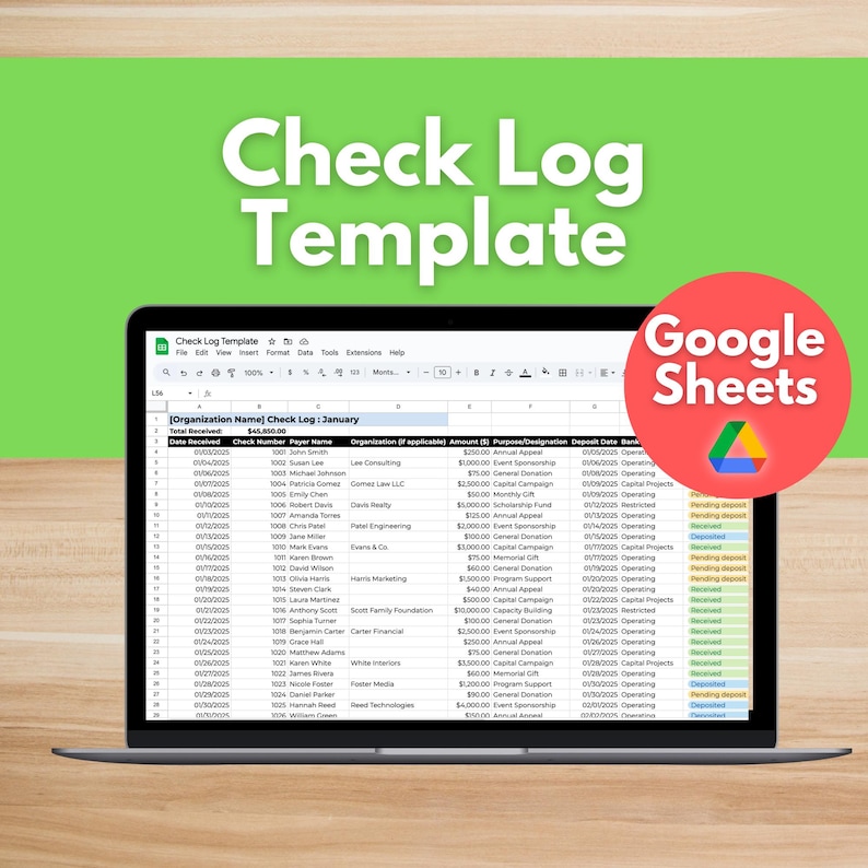 CHECK LOG TEMPLATE - Easily Track, Manage and Organize Your ...