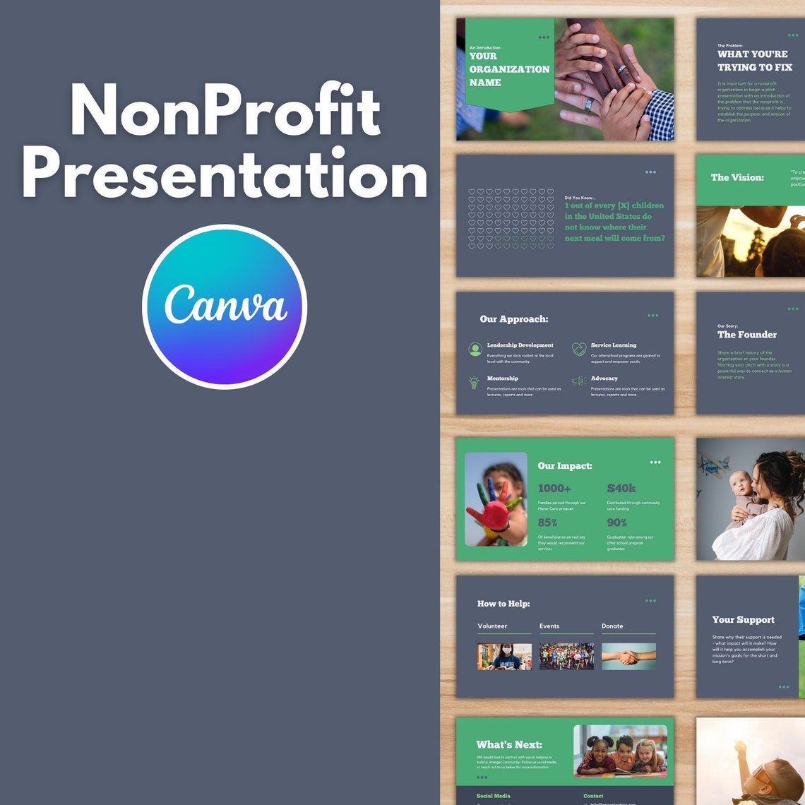 NONPROFIT PITCH Deck Nonprofit Template, Canva Template, Fundraising