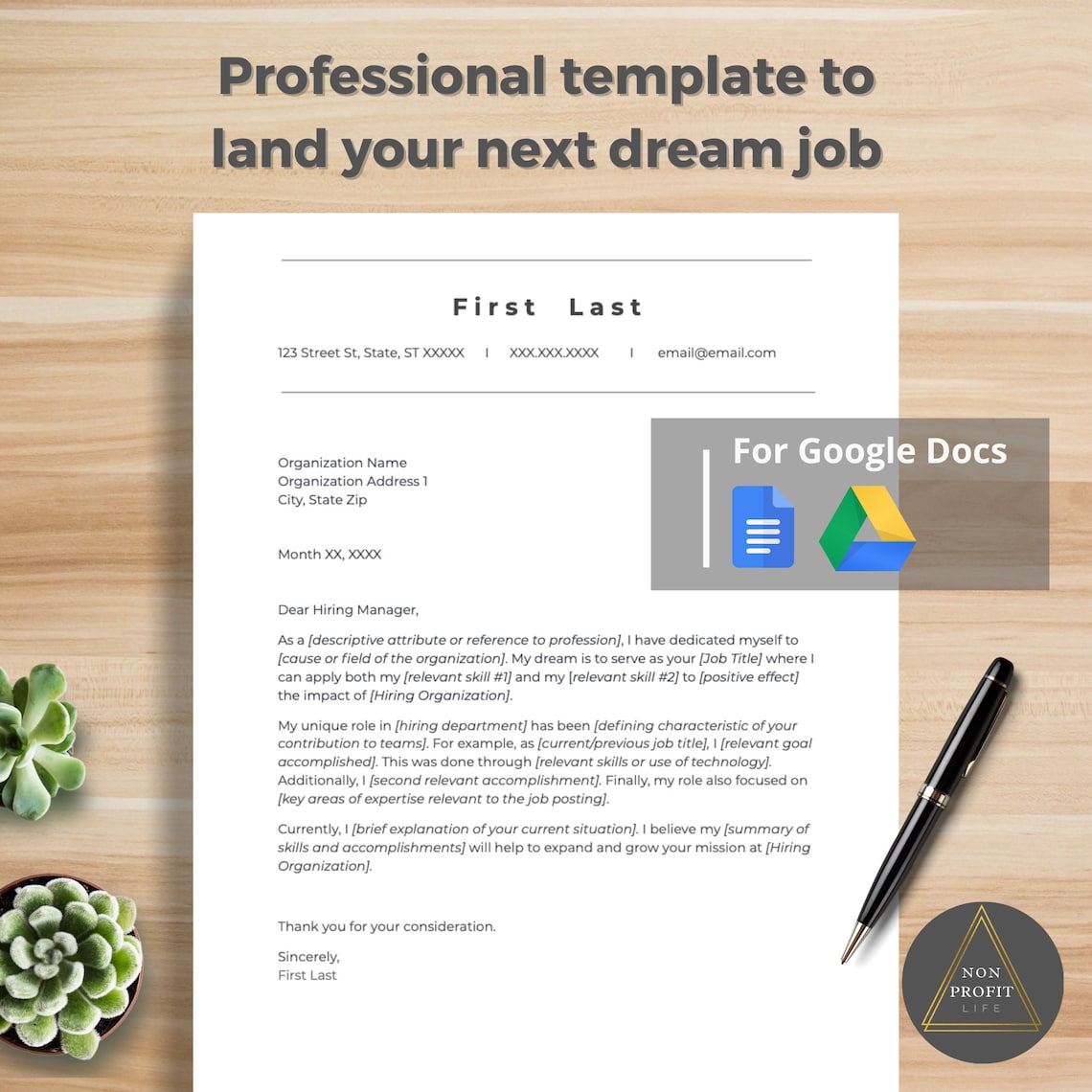 Nonprofit Cover Letter Template for Google Docs Etsy Nonprofit Cover Letter Template for Google Docs Etsy