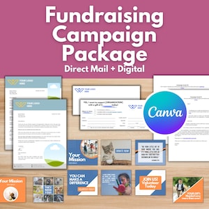 PAKIET KAMPANII ZBIERANIA FUNDUSZY - Zbiórka funduszy dla organizacji non-profit, Szablon Canva, Pakiet poczty bezpośredniej, Szablon mediów społecznościowych dla organizacji non-profit, Zbieranie funduszy