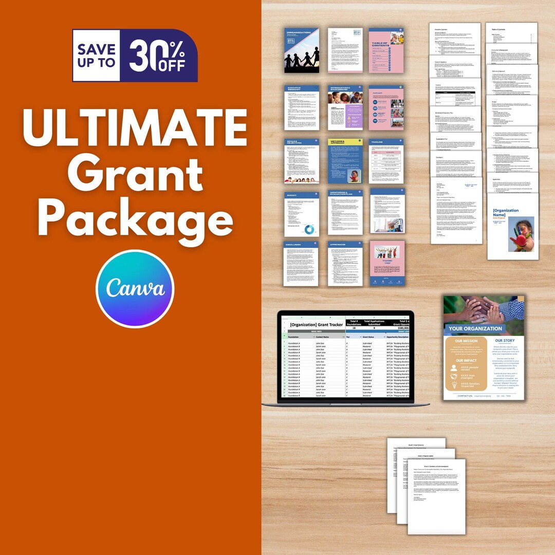 ULTIMATE GRANT PACKAGE Canva Template, Fundraising Template, Foundation