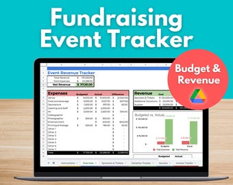 FUNDRAISING EVENT TRACKER - Event Budget, Event Plan, Google Sheets, Nonprofit Event, Sponsor Template, Gala, Auction, Nonprofit Template