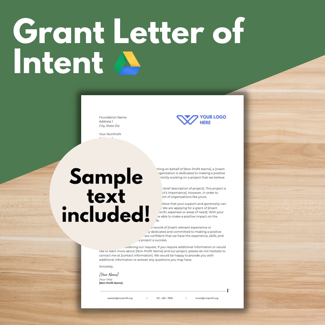 LETTER of INTENT Template- Google Docs, Grant Template, Nonprofit ...