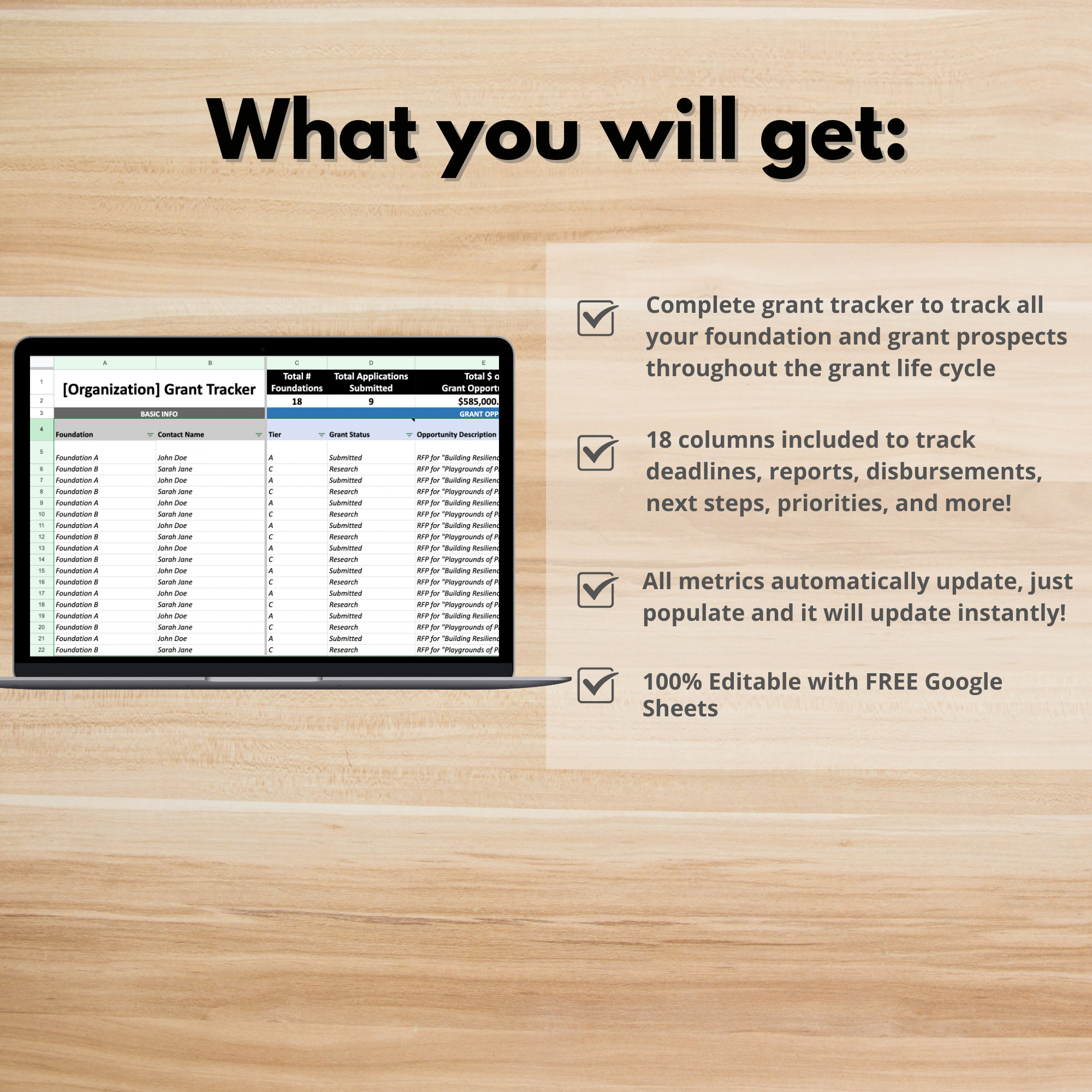 Grant tracker template NonProfit Life