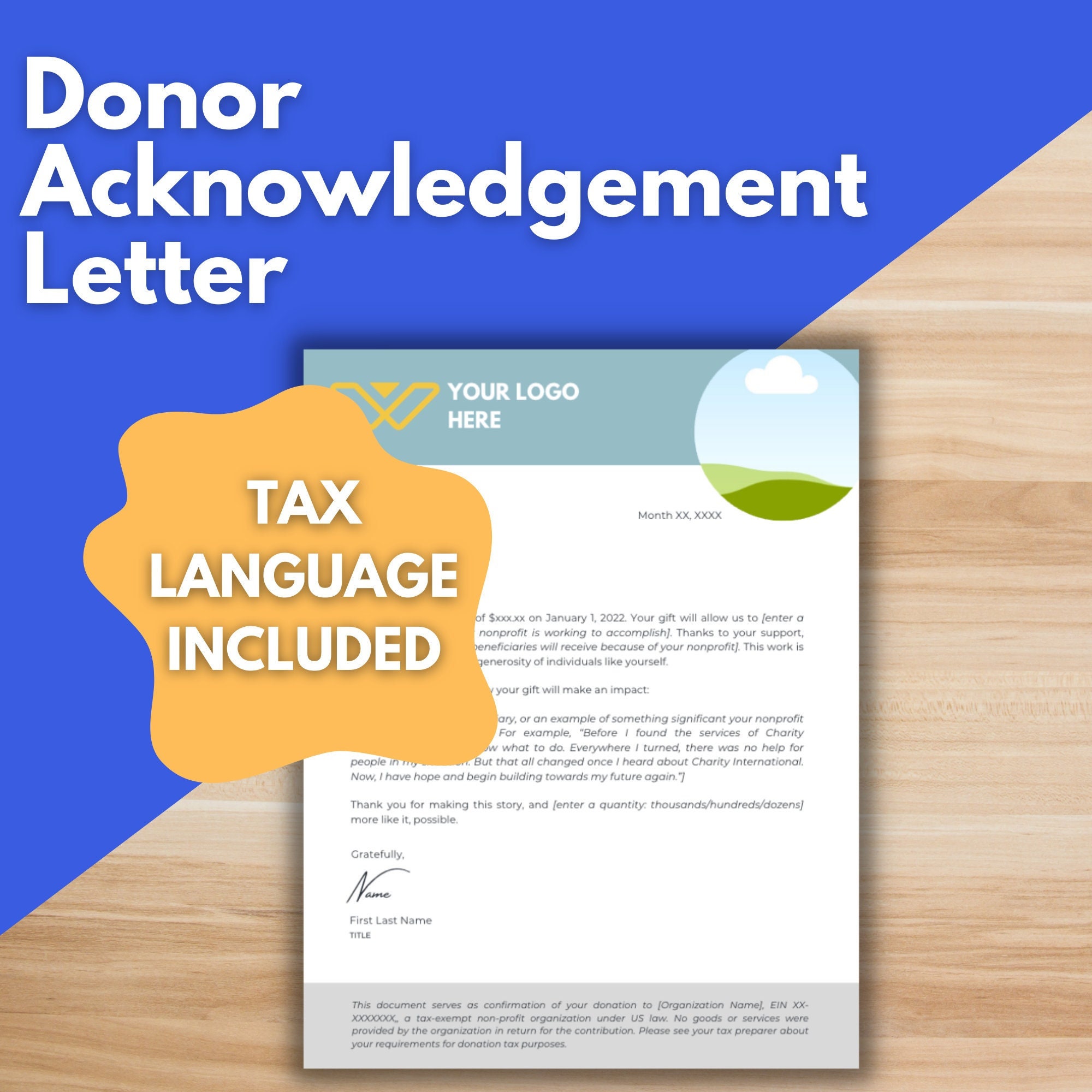DONOR ACKNOWLEDGEMENT LETTER Template Canva Template Etsy DONOR ACKNOWLEDGEMENT LETTER Template Canva Template Etsy