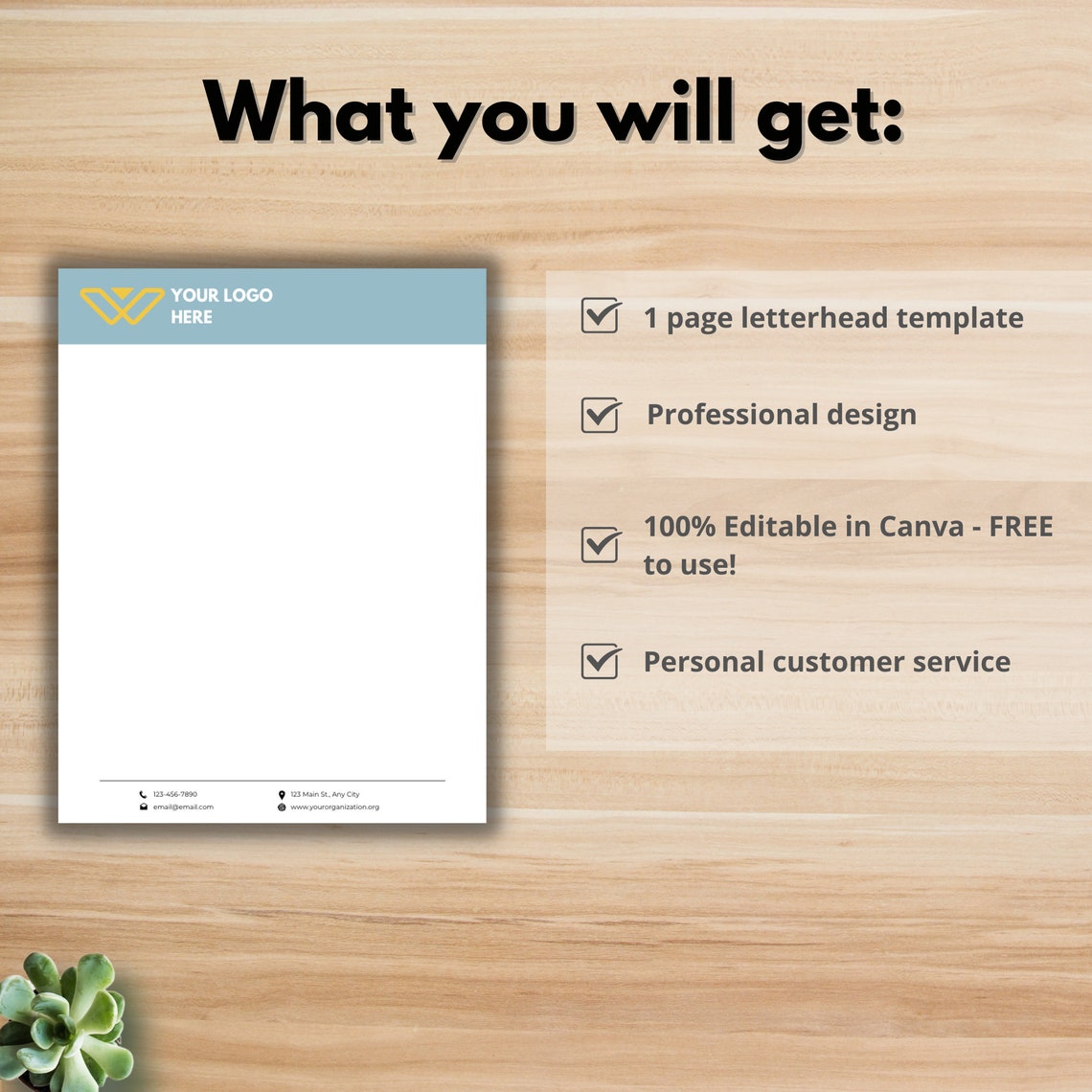NONPROFIT LETTERHEAD TEMPLATE With Color for Canva Etsy