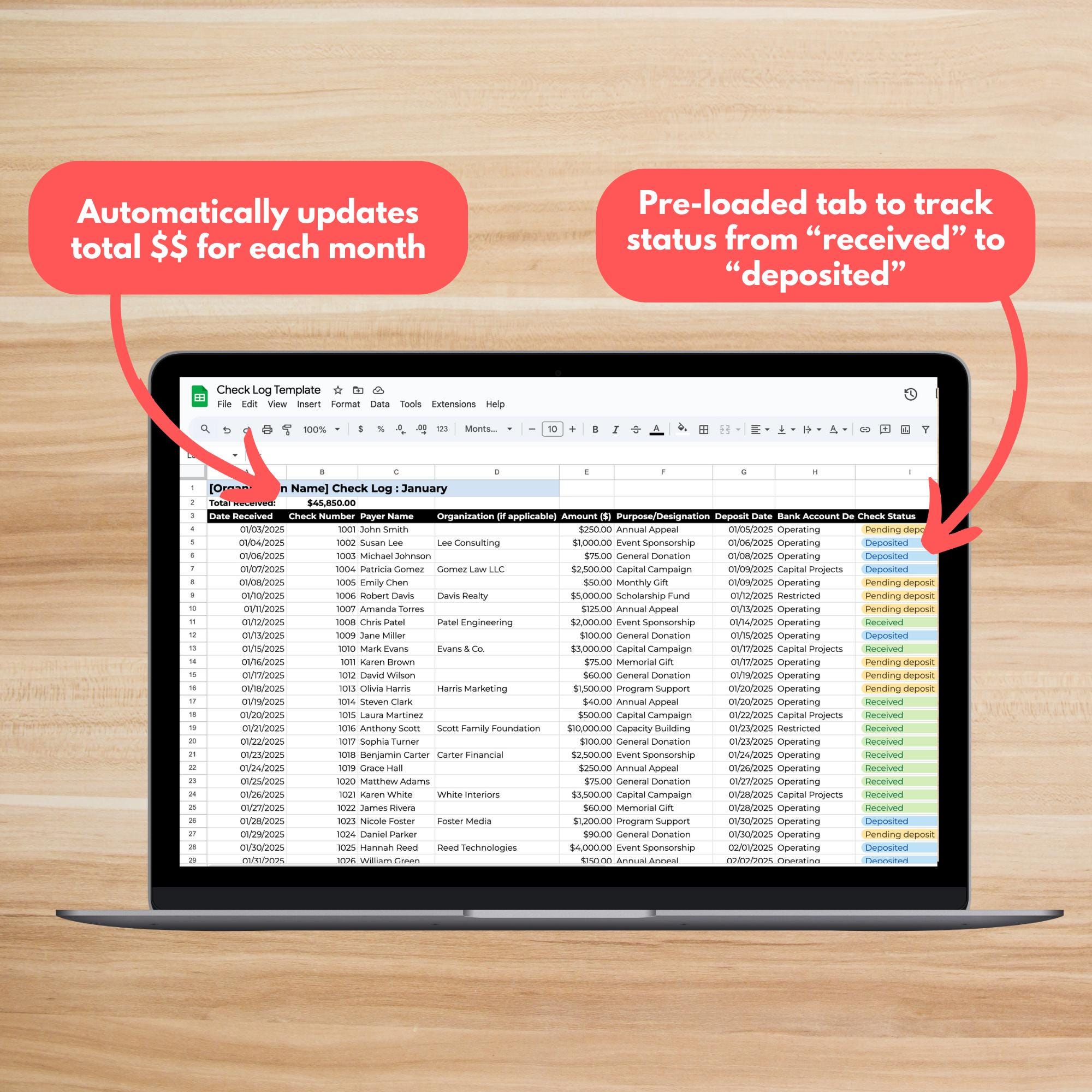 CHECK LOG TEMPLATE - Easily Track, Manage and Organize Your ...