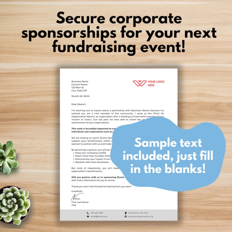 EVENT SPONSORSHIP LETTER Template Canva Template Event Etsy