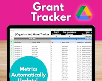 PLANTILLA DE SEGUIMIENTO DE SUBVENCIONES - Plantilla para organizaciones sin fines de lucro, Hojas de cálculo de Google, Subvenciones, Fundaciones, Propuesta de subvención, Fecha límite, Gestión de subvenciones, Recaudación de fondos