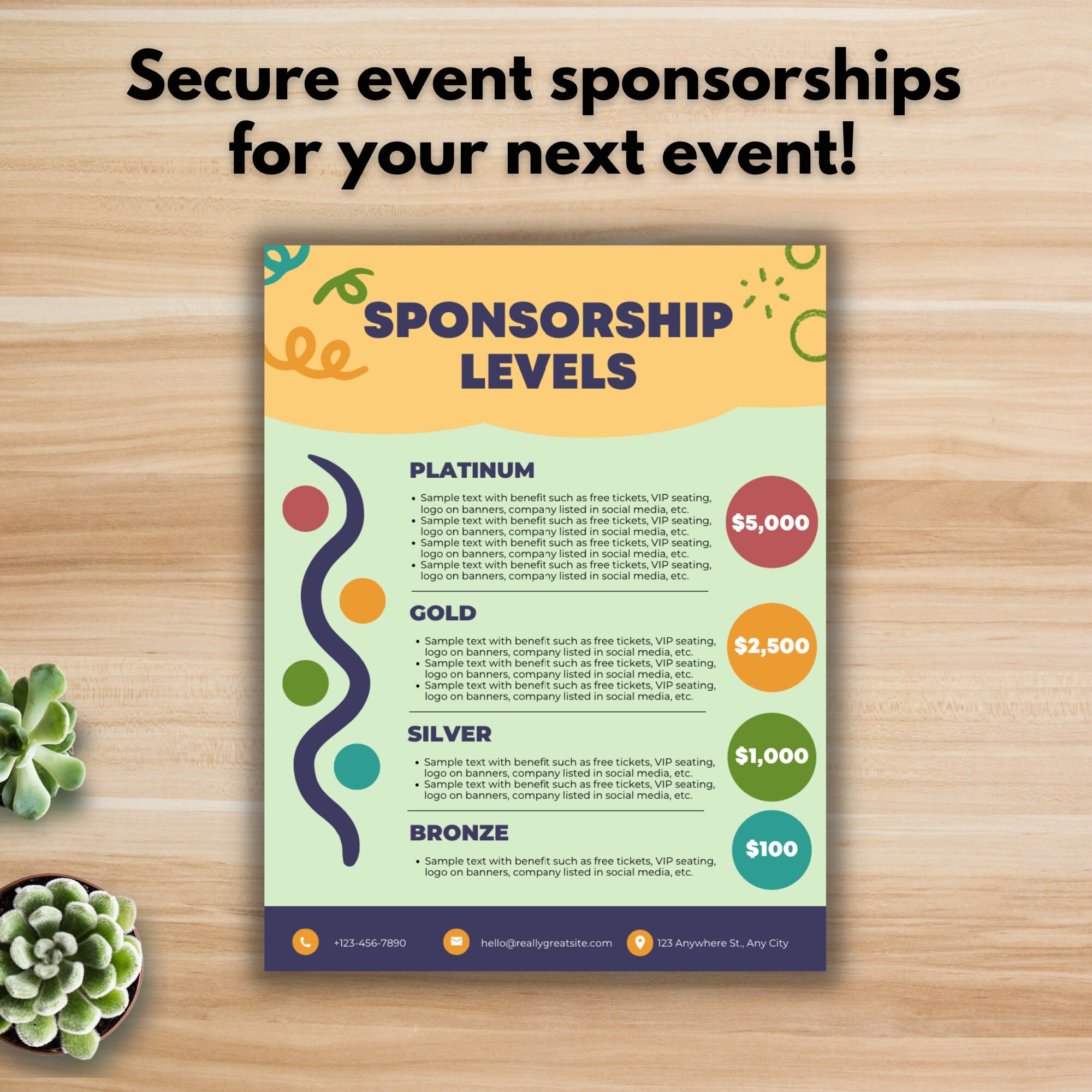 SPONSORSHIP LEVEL OVERVIEW Template Canva Template Editable 