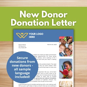 SJABLOON DONATIEBRIEF voor nieuwe donateurs: bewerkbare canva-sjabloon, brief met verzoek om inzamelingsactie, aanpasbaar donatieverzoek, vooruitzichten