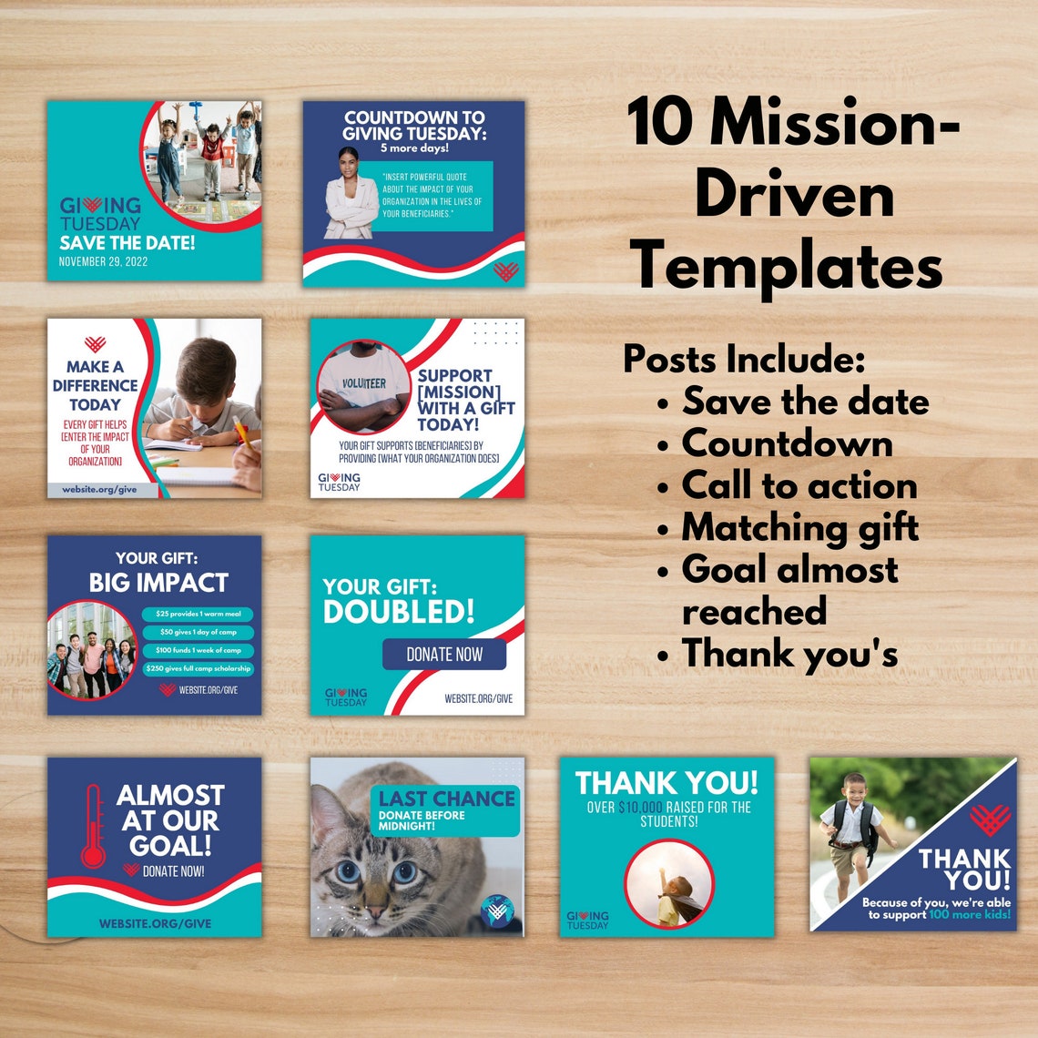 GIVING TUESDAY Social Media Templates Canva Templates, Nonprofit