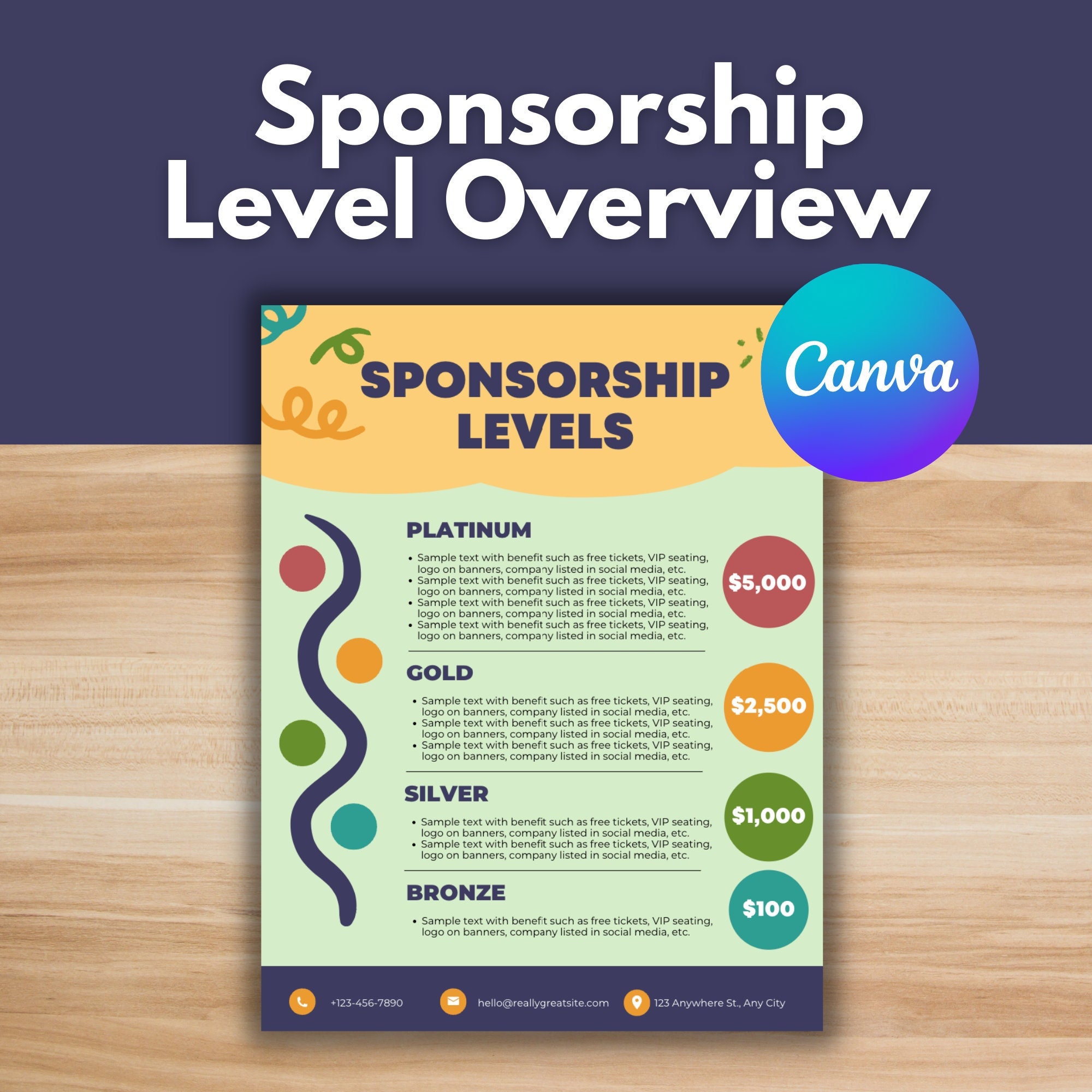 SPONSORSHIP LEVEL OVERVIEW Template Canva Template, Editable, Corporate SPONSORSHIP LEVEL OVERVIEW Template Canva Template, Editable, Corporate