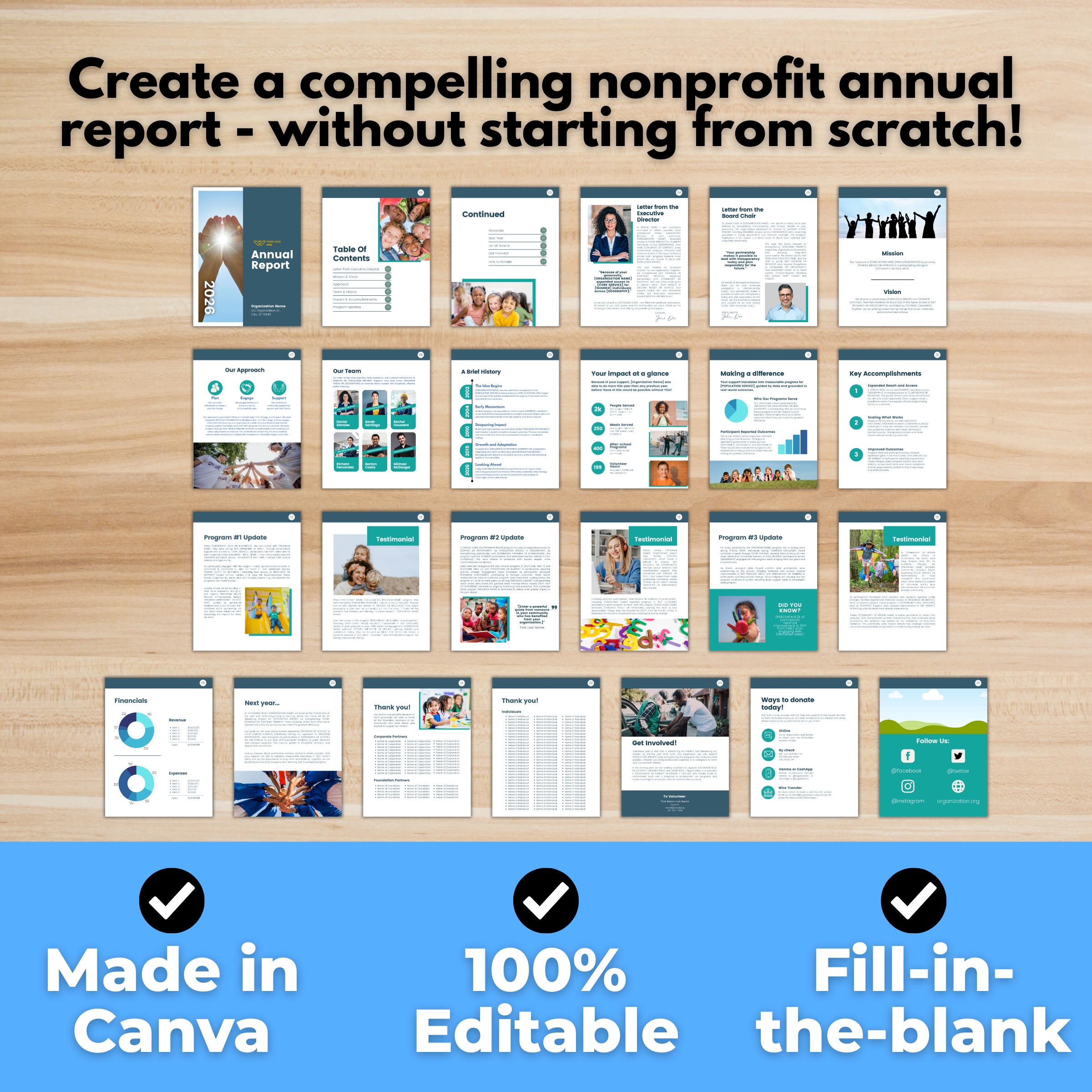 Nonprofit Annual Report Template – Editable Canva Annual Report ...