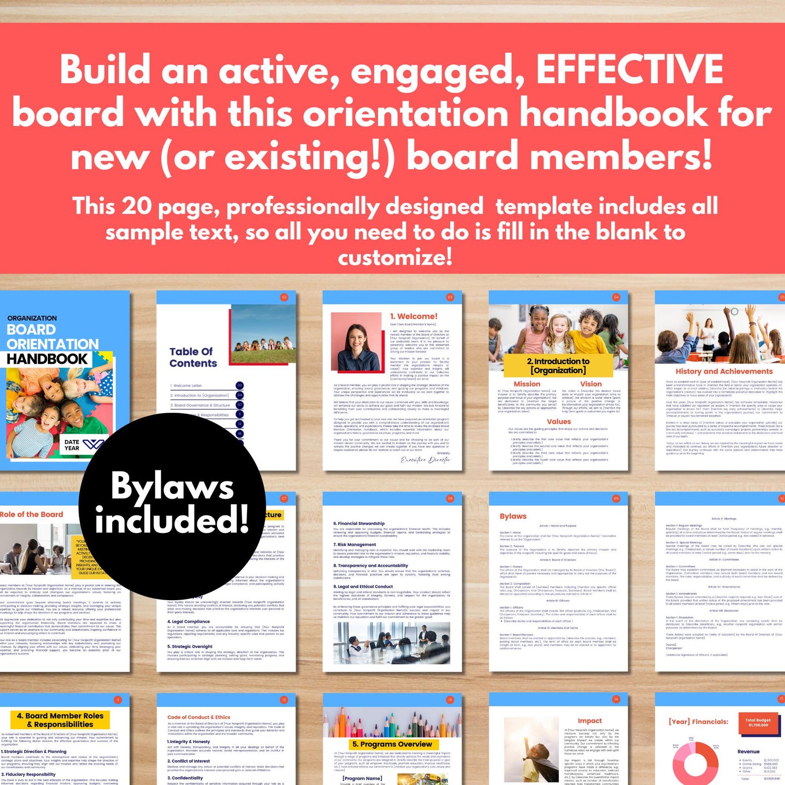 Nonprofit Board Orientation Handbook Template - Canva Editable - Etsy