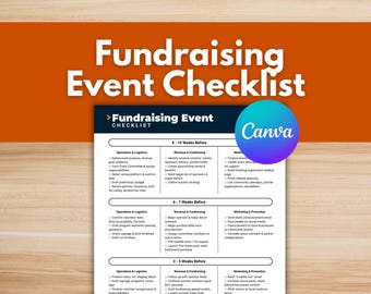 Nonprofit Fundraising Event Checklist – Canva Template (Digital Download)