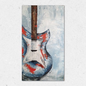 Original oil painting of an electric guitar