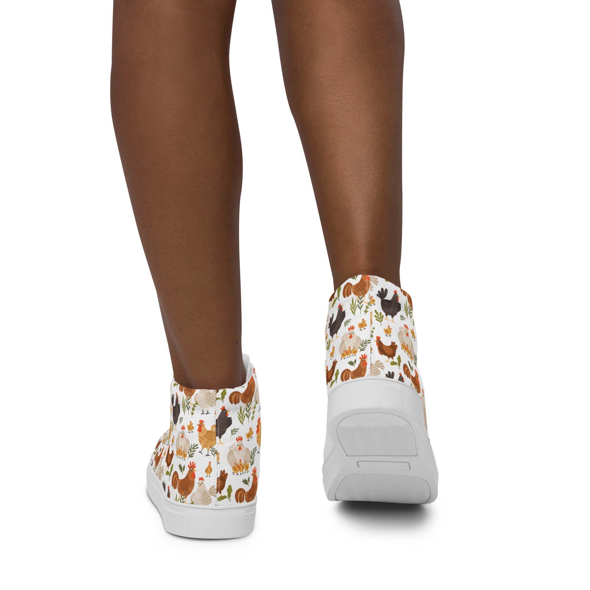 Cute Chicken High Tops. Chicken Chicks and Roosters Pattern Womens