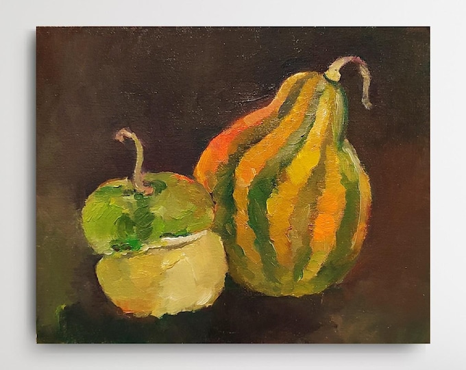 Thanksgiving Decor, Pumpkin Wall Art, Fall Painting, Original Art Work, Bestfriend Gift, Autumnal Home Decor
