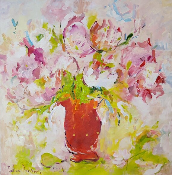 Original Art Work, Oversized Canvas Art, Original Painted Canvas, Bright Original Painting, Big Flower Painting, Large Handmade Painting