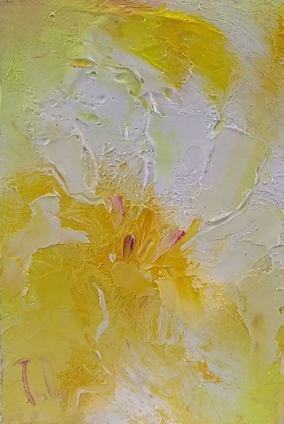 Wedding Flower Yellow Oil Painting Cardboard Original Handmade Art Flowers Oil Painting Floral