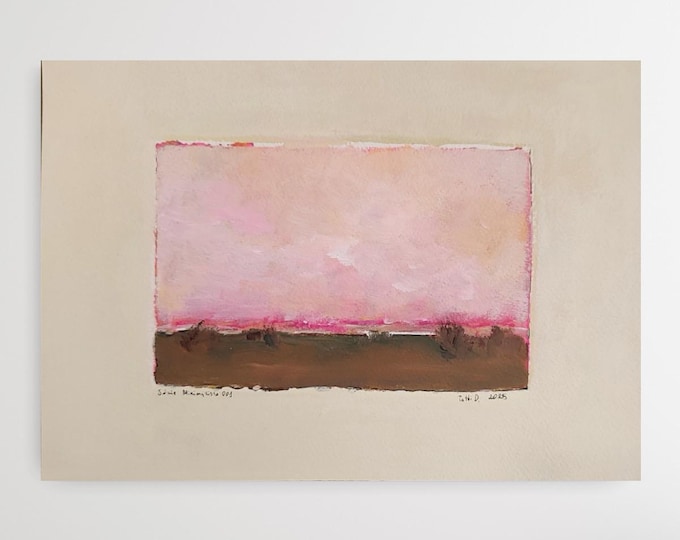 DDP to US, Autumn Painting, Original Minimalist Landscape Acrylic on Paper