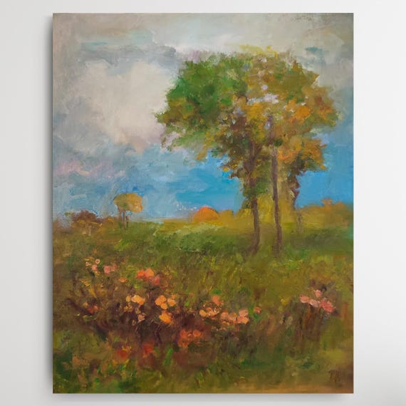 Fall Painting, Original Painted Canvas Panel, Forest Oil Painting, Autumn Oil Painting, Countryside Painting, Rustic Oil Painting