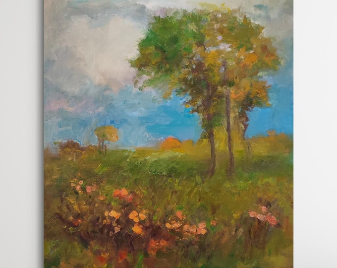 Fall Painting, Original Painted Canvas Panel, Forest Oil Painting, Autumn Oil Painting, Countryside Painting, Rustic Oil Painting