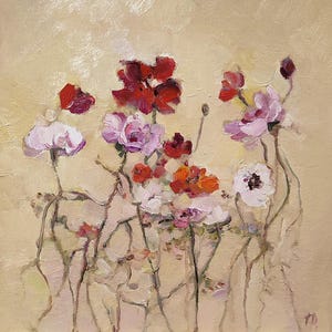 Poppy Painting, Oil Painting Original, Poppies Wildflower Painting, Meadow Painting,  French Oil Painting, Poppy Field Painting.