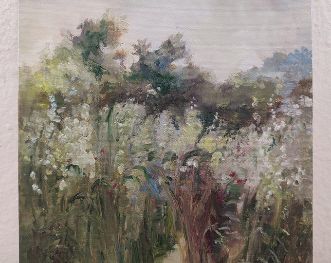 DDP to US Original Rustic Oil Painting: Spring Wildflower Meadow, 8x10