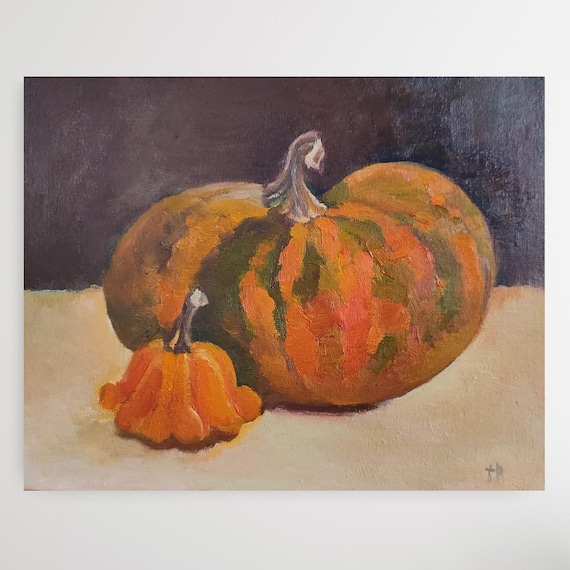 Original Oil Painting, Pumpkin Wall Art, Vegetable Painting, Fall Painting, Original Art Work, Bestfriend Gift, Autumnal Home Decor