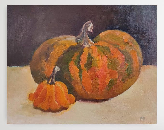 Original Oil Painting, Pumpkin Wall Art, Vegetable Painting, Fall Painting, Original Art Work, Bestfriend Gift, Autumnal Home Decor