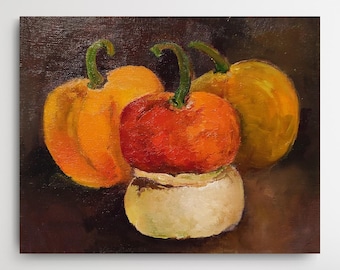 Fall Decor, Original Oil Painting, Pumpkin Wall Art, Fall Painting, Original Art Work, Bestfriend Gift, Autumnal Home Decor, Autumn Gift